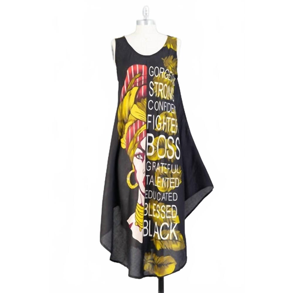 NEW KARA CHIC women's blossom breeze umbrella dress in multi black